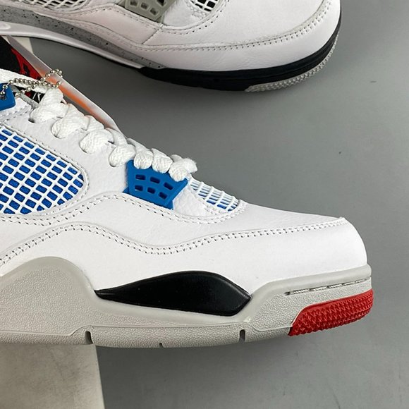 Air Jordan 4 Retro White and Blue Sneakers - Picture 4 of 10